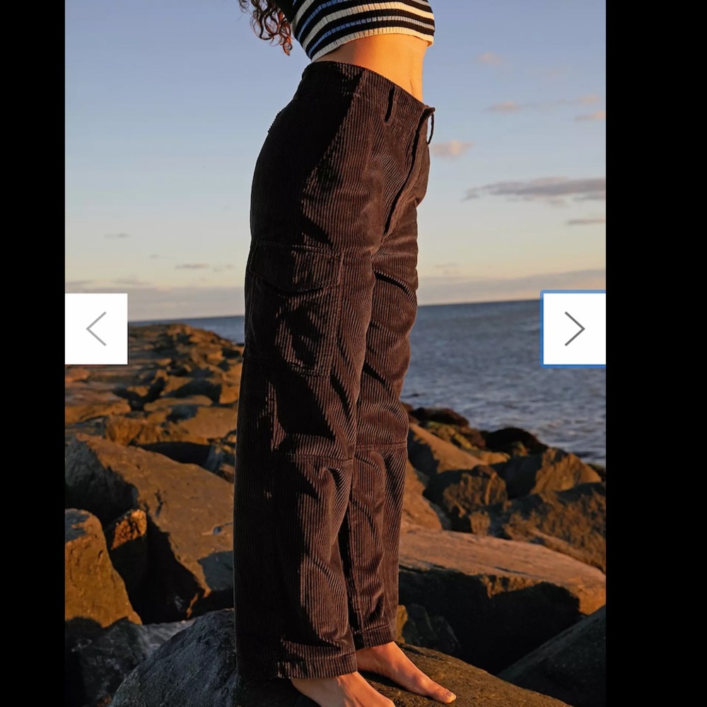 Brown courduroy bdg high waisted cargo pant